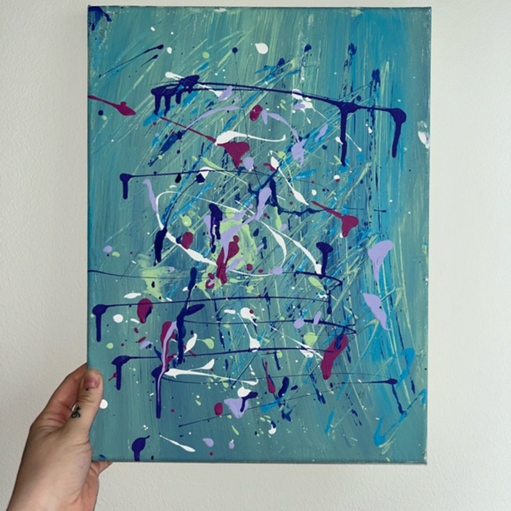 Original Artwork Energetic Blue and Green Abstract Painting